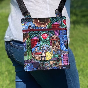 Sac à bandoulière La Belle et la Bête, Porte-monnaie La Belle et la Bête, Sac Belle, Porte-monnaie princesse, Idée cadeau Belle, Idée cadeau La Belle et la Bête