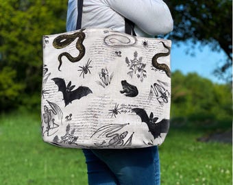 Bolso de lona estilo Witchcore y Whimsigoth, bolso de lona para Halloween