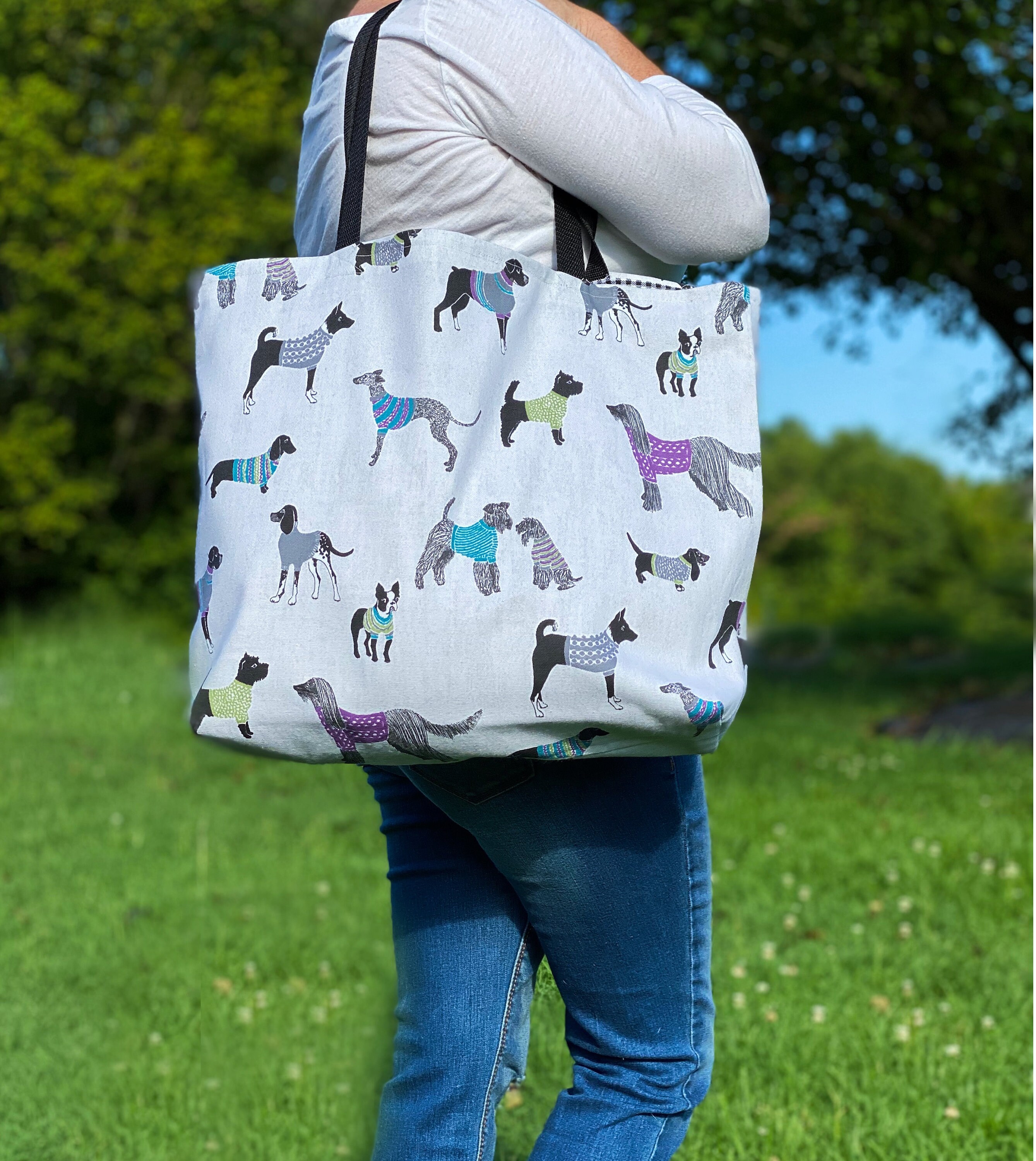 Dog Tote Bag Dog Canvas Tote Tote Bag with Dog Design Dogs Etsy