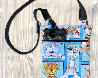 Bolso bandolera para pasear perros con dispensador de bolsas para excrementos - Dos opciones disponibles