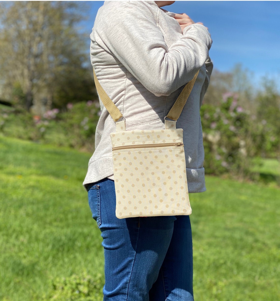 Beige Crossbody Bag with Adjustable Strap Lightweight Etsy