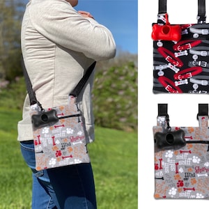 Dog Walking Bag with Poop Bag Dispenser, Dog Crossbody Bag, Dog Purse for Walking, Dog Walker Bag, Dog Waste Bag Dispenser, Doggy Bag Holder