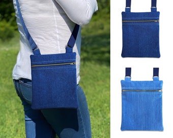 Denim Crossbody Bag, Jean Crossbody Bag, Denim Fabric Crossbody Bag, Denim-Look Crossbody Bag, Crossbody Bag with Denim fabric, Denim Purse