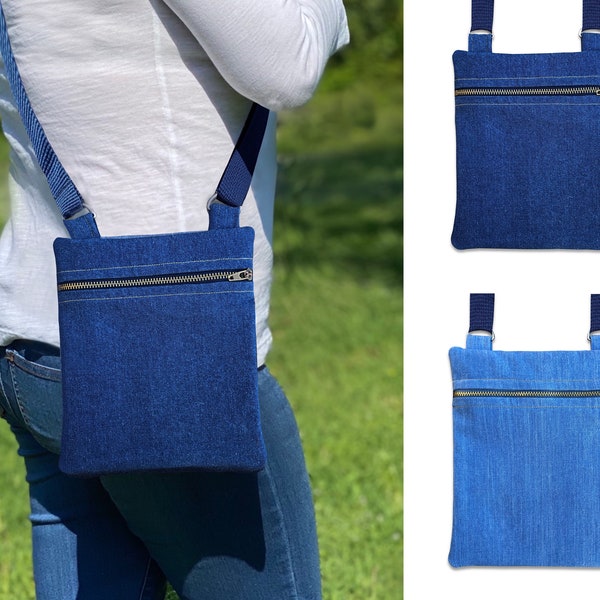 Denim Crossbody Bag, Jean Crossbody Bag, Denim Fabric Crossbody Bag, Denim-Look Crossbody Bag, Crossbody Bag with Denim fabric, Denim Purse