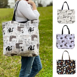 Farm Tote Bag, Canvas Grocery Tote Bag, Tote Bag with Farmers Market Design, Farm Animal Bag, Farm Tote Bag, Grocery Tote, Reusable Tote