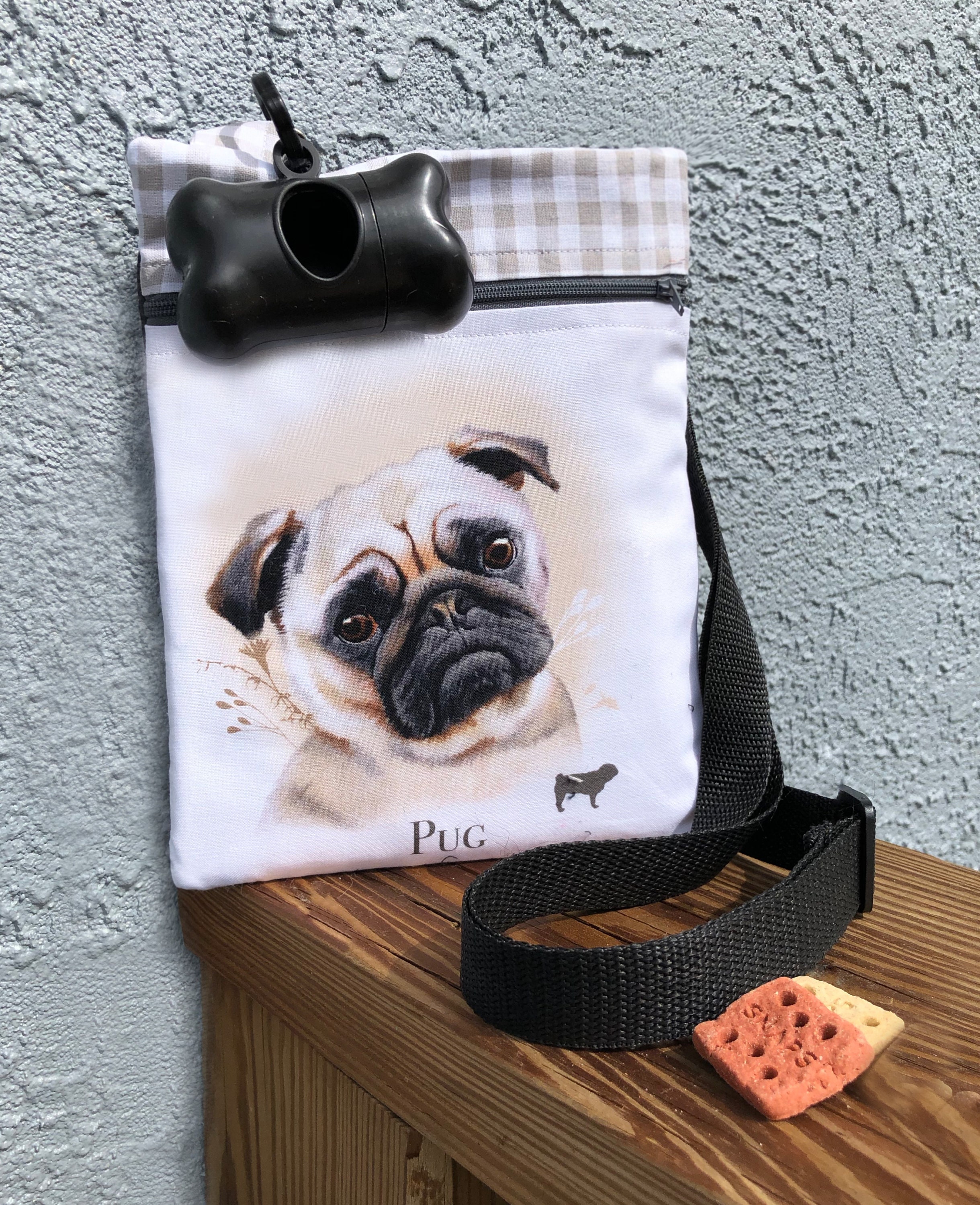 Pug Dog Walking Bag with Poop Bag Dispenser Pug Dog Crossbody Etsy