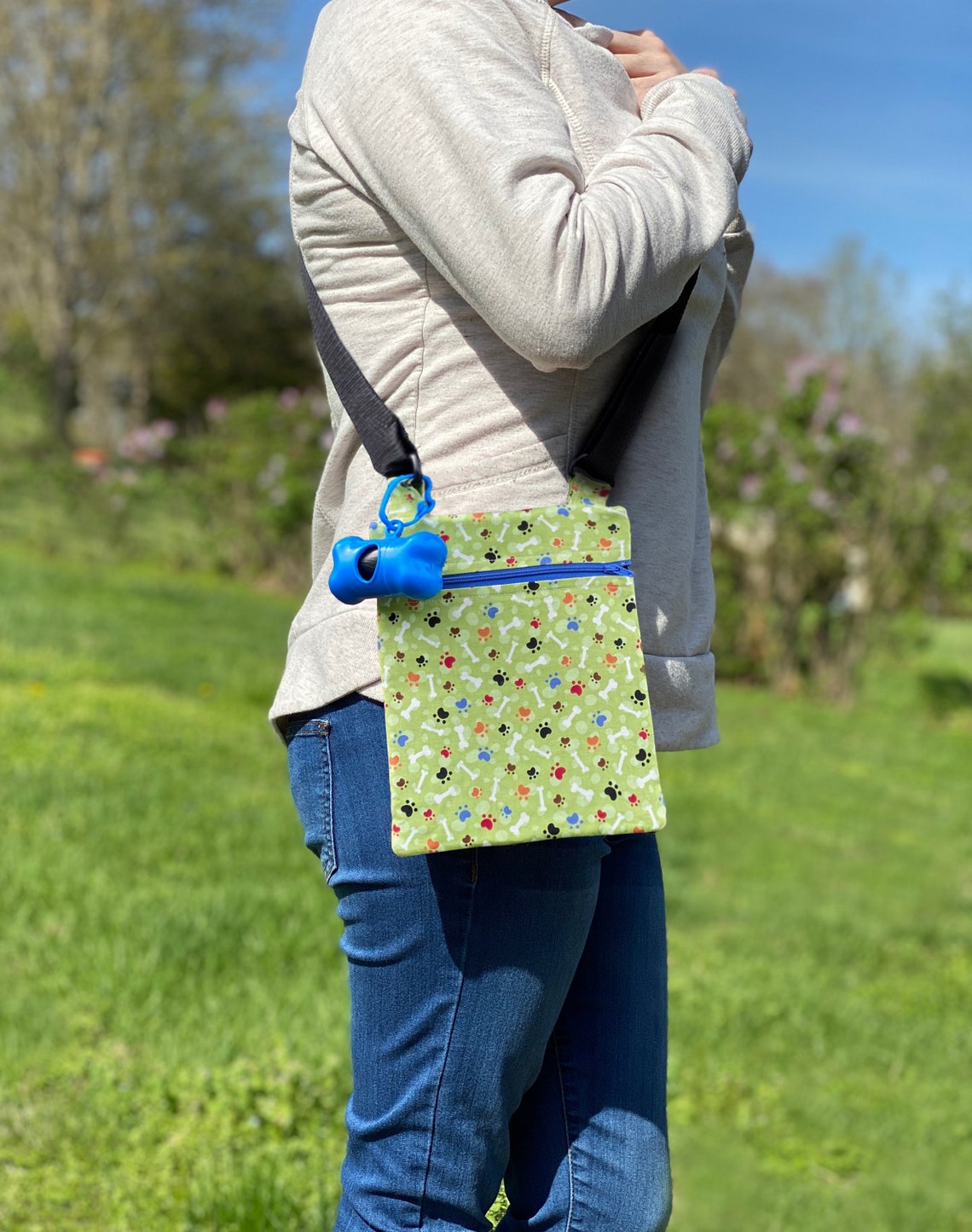Dog Walking Bag With Poop Bag Dispenser Dog Crossbody Bag Etsy