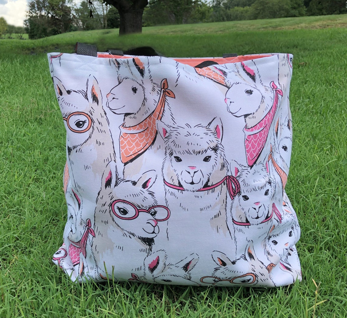 Llama Tote Bag Llama Bag Llama Purse Canvas Tote with Llama Etsy
