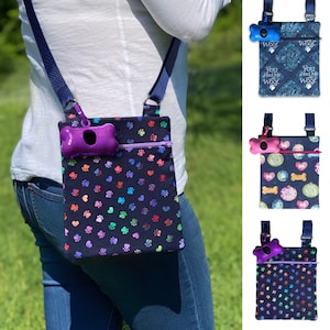 Dog Walking Bag with Poop Bag Dispenser, Lightweight Dog Walker Bag, Dog Crossbody Bag, Dog Purse, Purse with Dog Paws