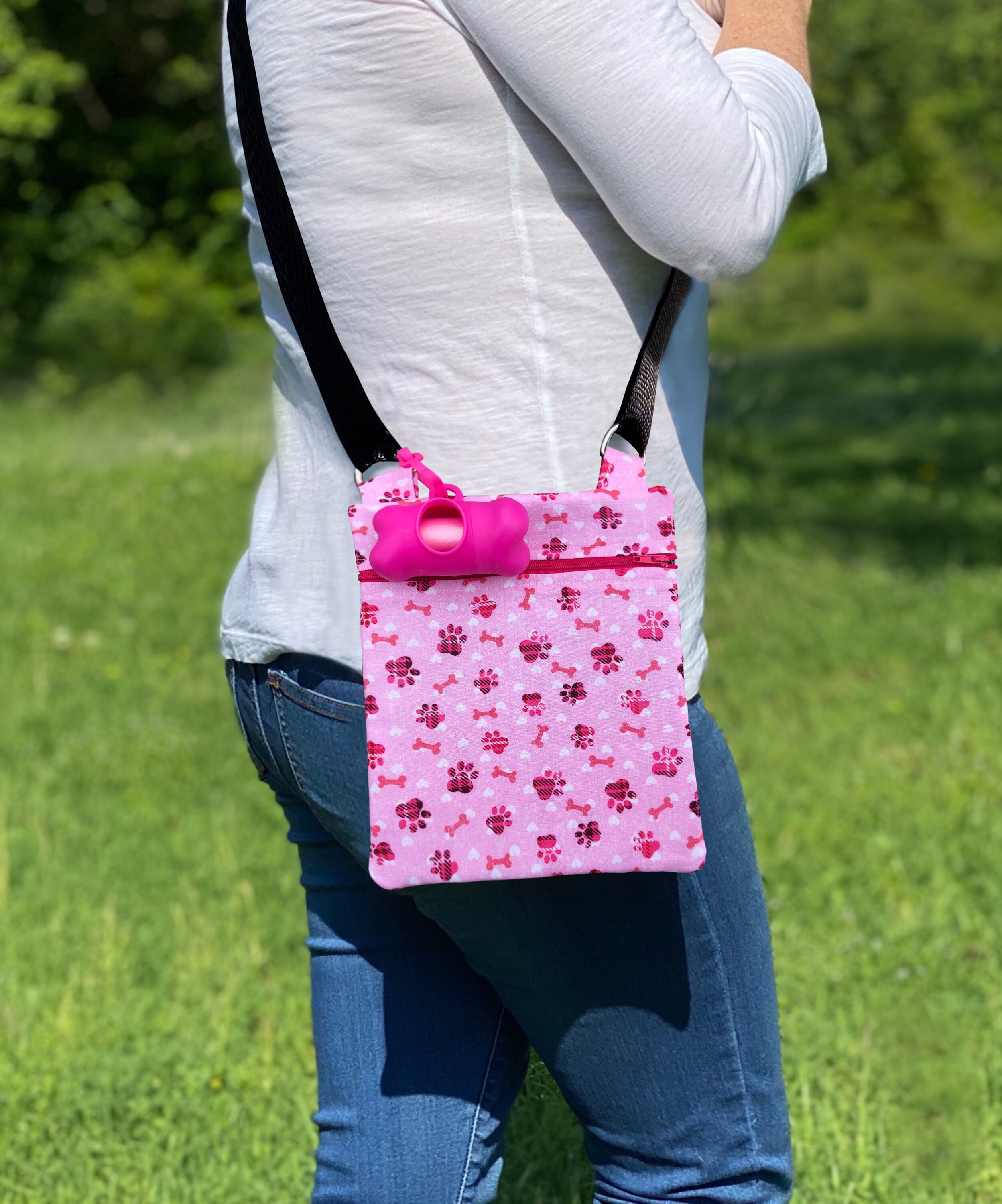 Dog Walking Bag With Poop Bag Dispenser Pink Dog Walking Bag Etsy