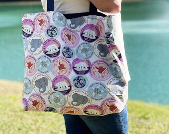 Environmental Awareness Tote Bag: Reversible Cotton Canvas