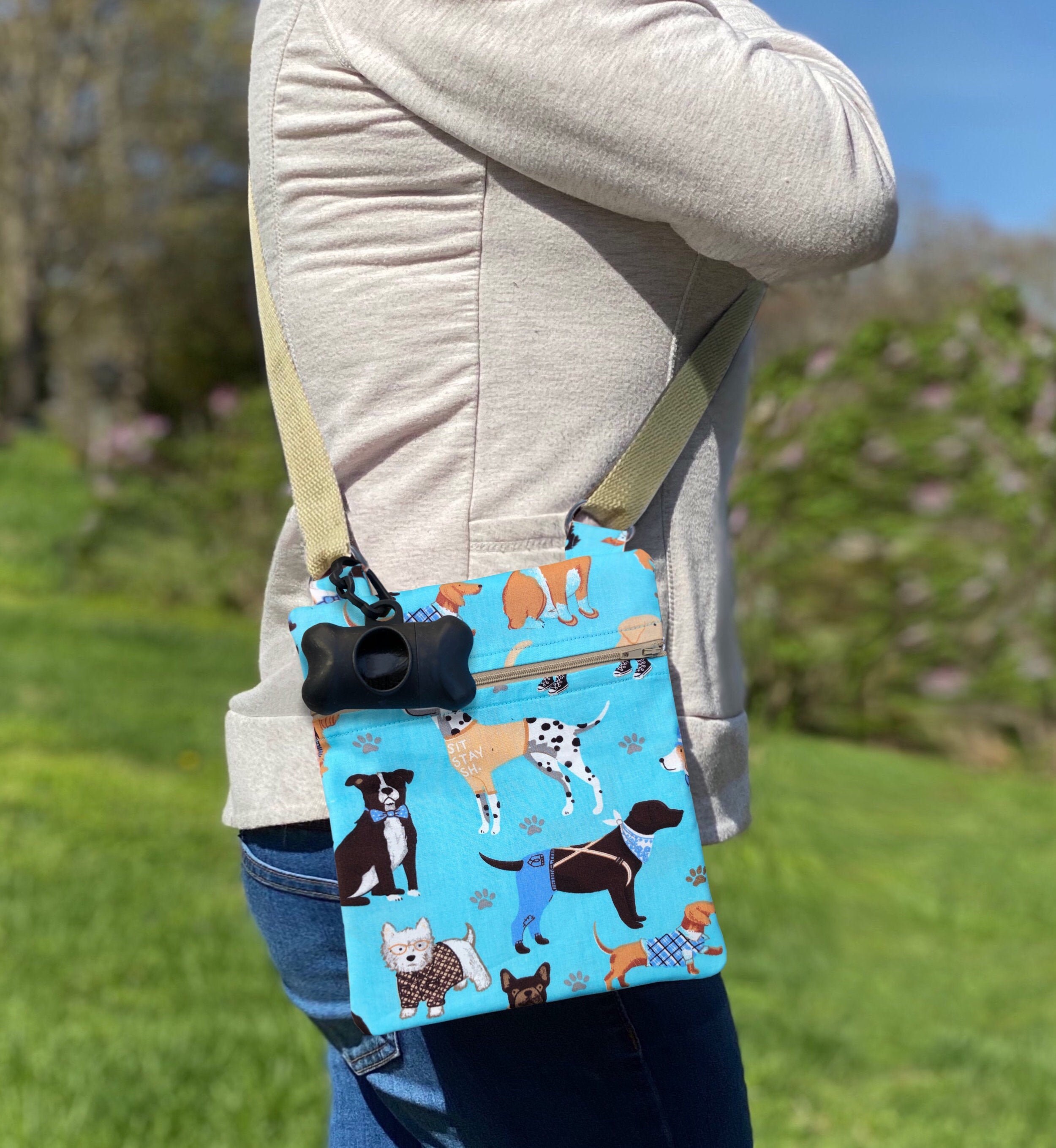 Dog Walking Bag with Poop Bag Dispenser Dog Crossbody Bag Etsy