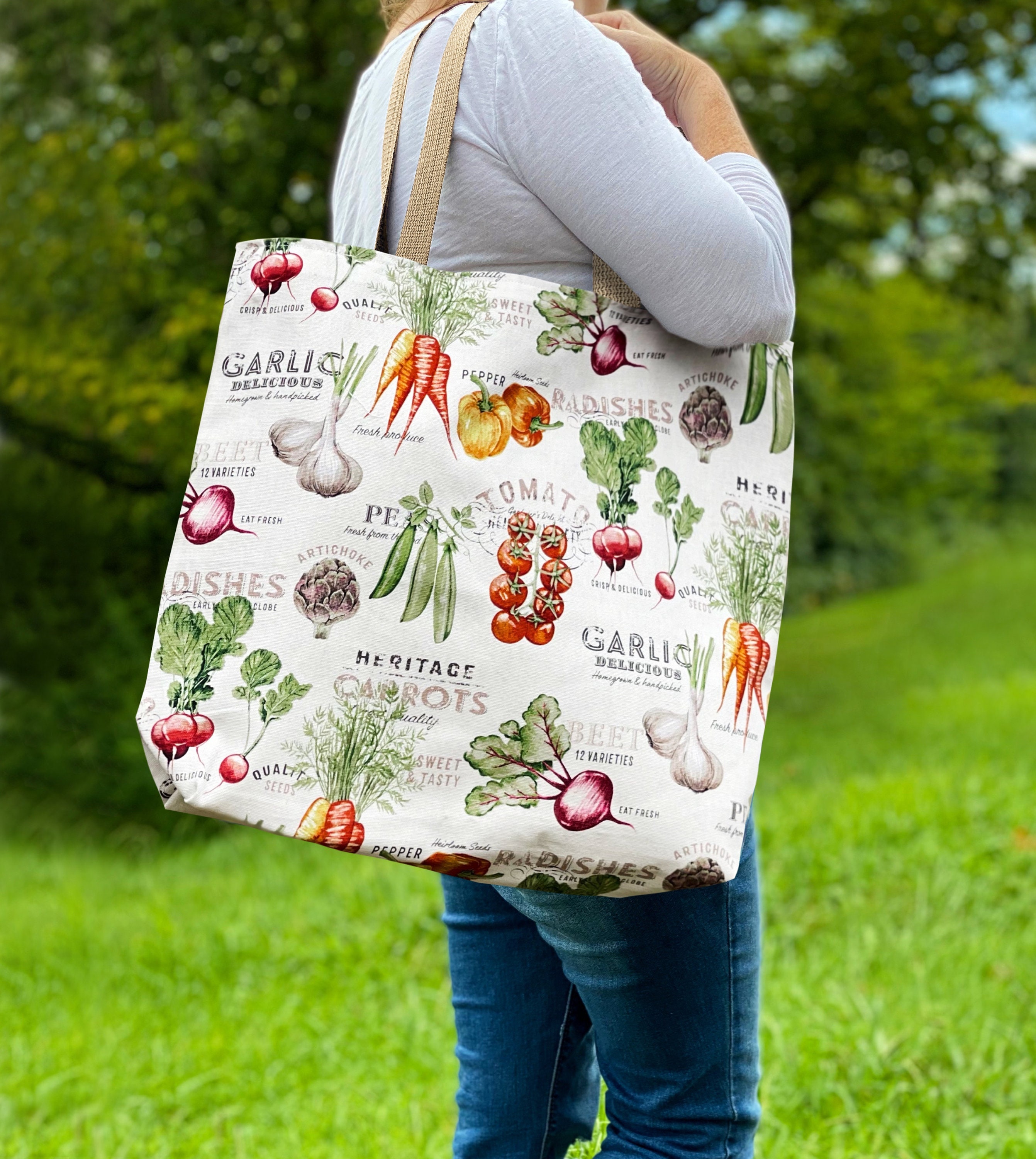 Utility Shopping Canvas Market Tote Bag With Multi compartments