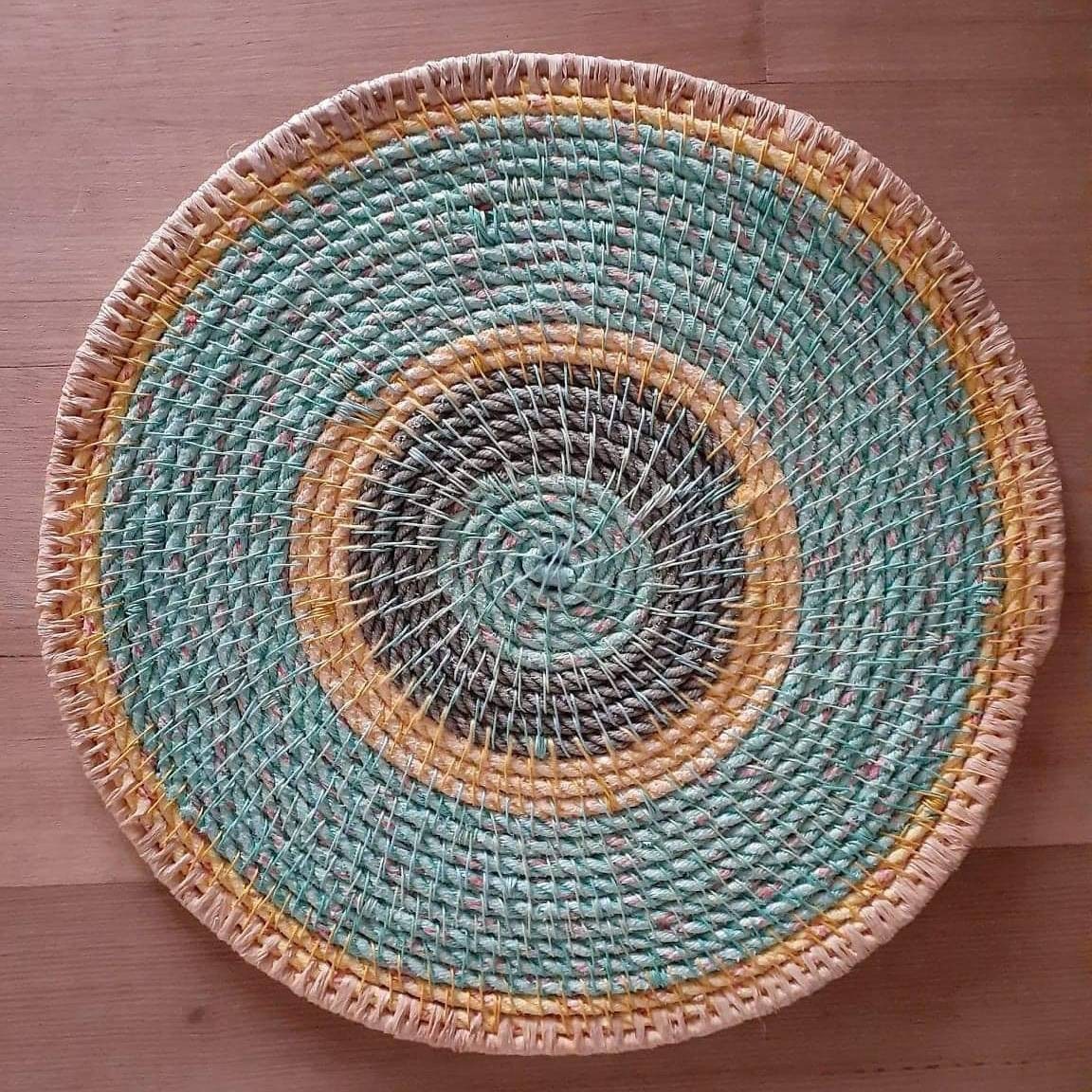 Rope Trivet Placemat Blue Handmade Coil Rope Mat Eco Friendly Etsy Australia