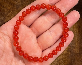 Carnelian Bracelet, Genuine Carnelian beaded bracelet, Carnelian stacking bracelet