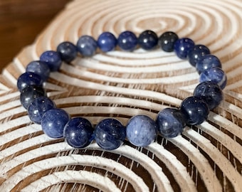 Sodalite Energy Bracelet,Natural Blue Sodalite Beads, Poets Stone, Truth Stone, Logic Mental Clarity Stone, Study Buddy, Self-esteem, 6-8mm