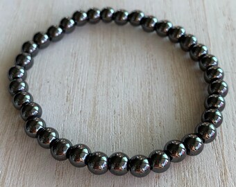 Hematite Healing Crystal Bead Bracelet 6mm Beads