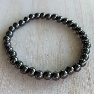 Hematite Healing Crystal Bead Bracelet 6mm Beads