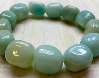 Amazonite Bracelet, Genuine, Natural, Stretchy, Beaded, Gemstone, Healing Crystal, Soothing, Calming, Heart Chakra, Throat Chakra Bracelet