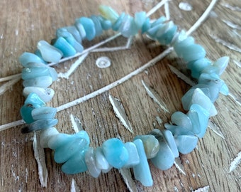 Amazonite Bracelet, Genuine, Natural, Stretchy, Beaded, Gemstone, Healing Crystal, Soothing, Calming, Heart Chakra, Throat Chakra Bracelet