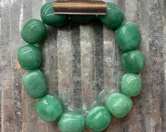 Aventurine Bracelet, Green Aventurine Natural Gemstone Stretch, Healing Crystal, Heart Chakra, Success, Good Luck, Balance, Career Bracelet