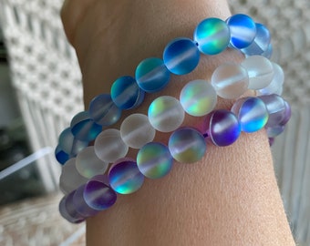 Cats Eye Bracelet, Good Luck Bracelet, Multi Color Glass Cats Eye Beads Healing Bracelet