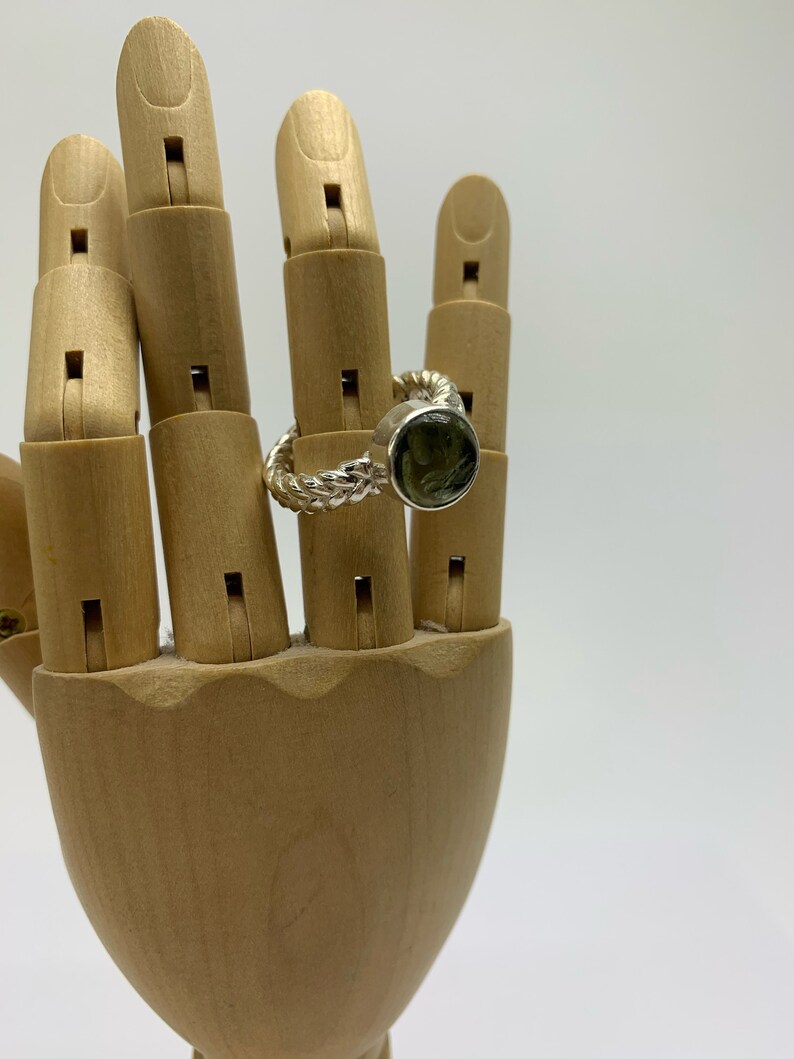 Moldavite from Czech Republic Genuine Moldavite Sterling Silver Ring Moldavite Ring Natural Raw Moldavite Tektite