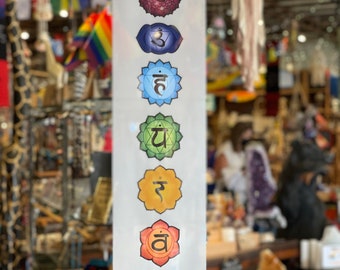 Chakra Tapestry, Small Chakra Banner, Mini Chakra Prayer Flag, 7 Chakra Decor, Reiki Decor, Spiritual Wall Hanging, Boho Wall Decor, 6"x24"