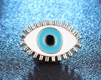 Evil Eye Pin, Evil Eye Lapel Pin, Enamel Pin, Small Blue Eye Brooch, Eye Collar Pin, Good Luck Jewelry