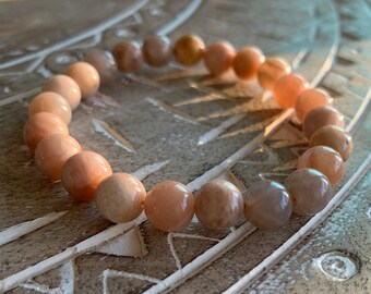 Pink Moonstone Healing Crystal Bead Bracelet