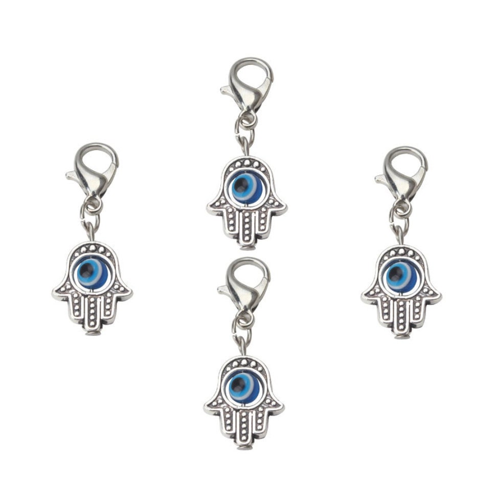 Evil Eye Charm, Silver Evil Eye Charm With Lobster Clasp, 10mm Evil Eye  Beads, Dangle Beads, Evil Eye Bracelet Charm, Keychain Charm, 