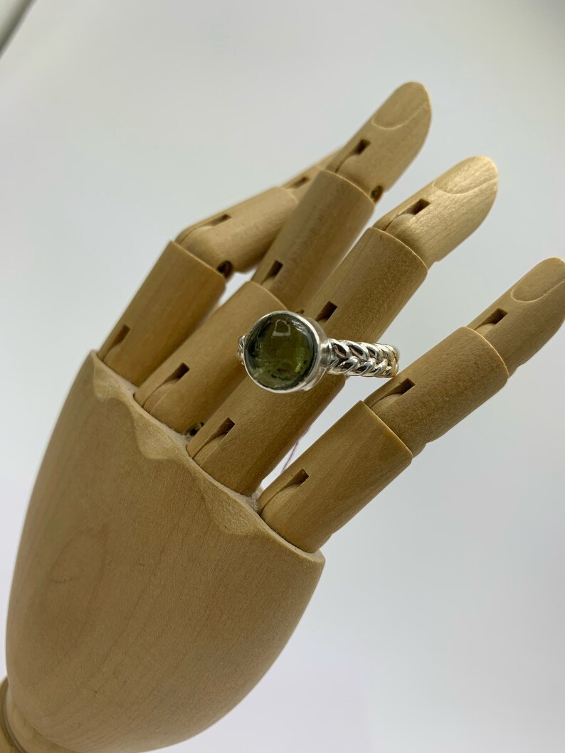 Moldavite from Czech Republic Genuine Moldavite Sterling Silver Ring Moldavite Ring Natural Raw Moldavite Tektite