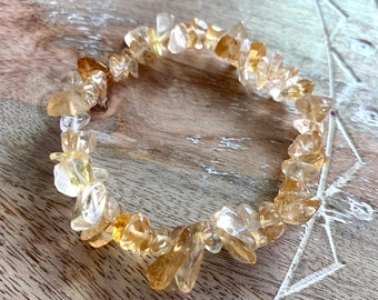 Citrine Bracelet, Natural Chip Citrine Beads, November Birthsone Bracelet