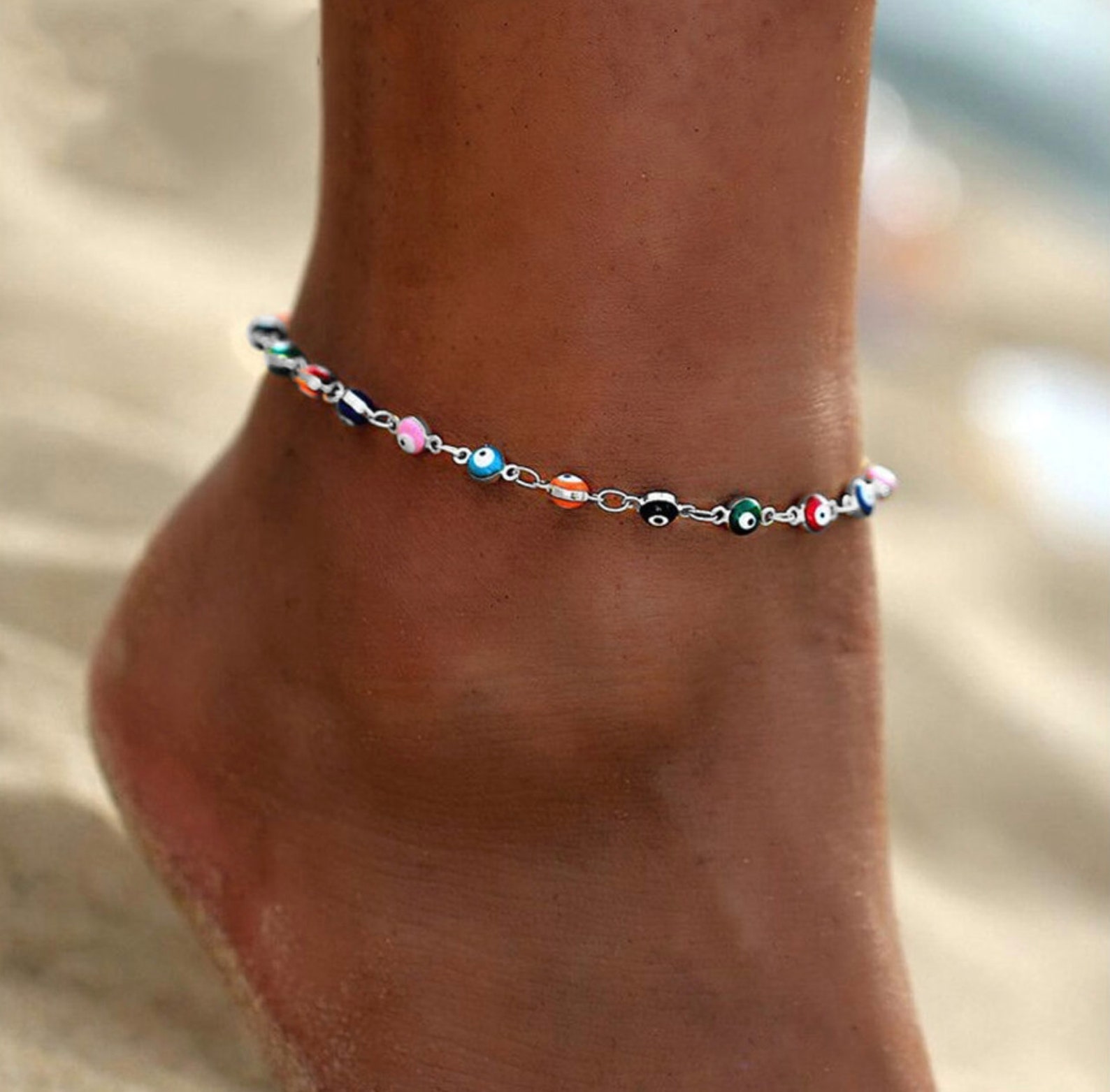 Evil Eye Anklet Evil Eye Ankle Bracelet minimalista joyería Etsy