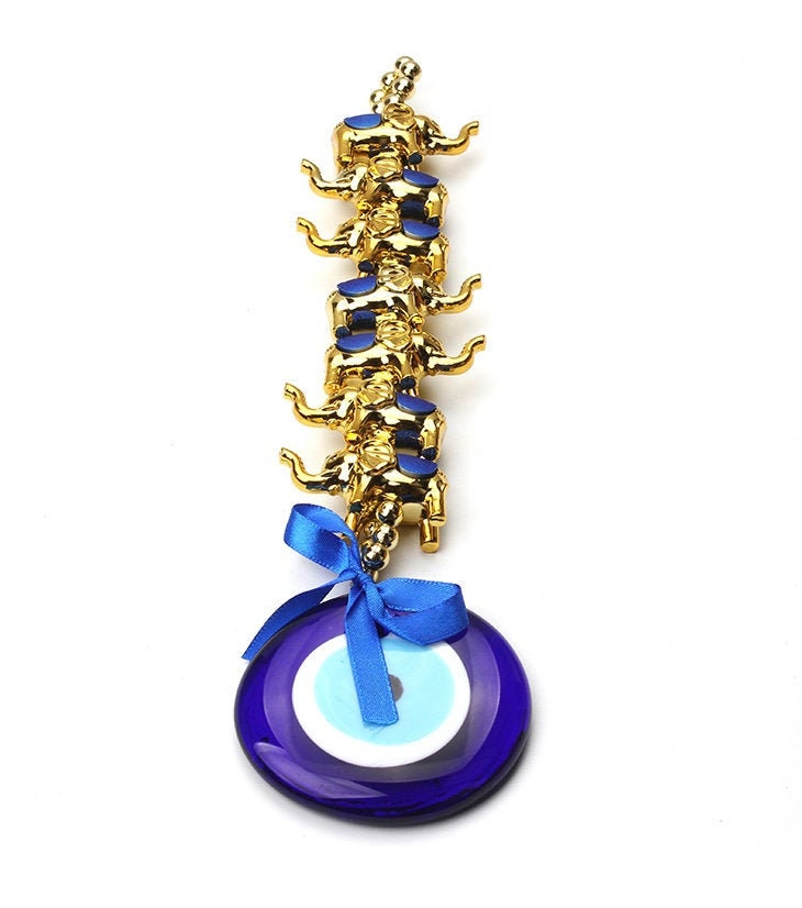 Evil Eye Wall Decor With 7 Elephants Good Luck Wealth Protection