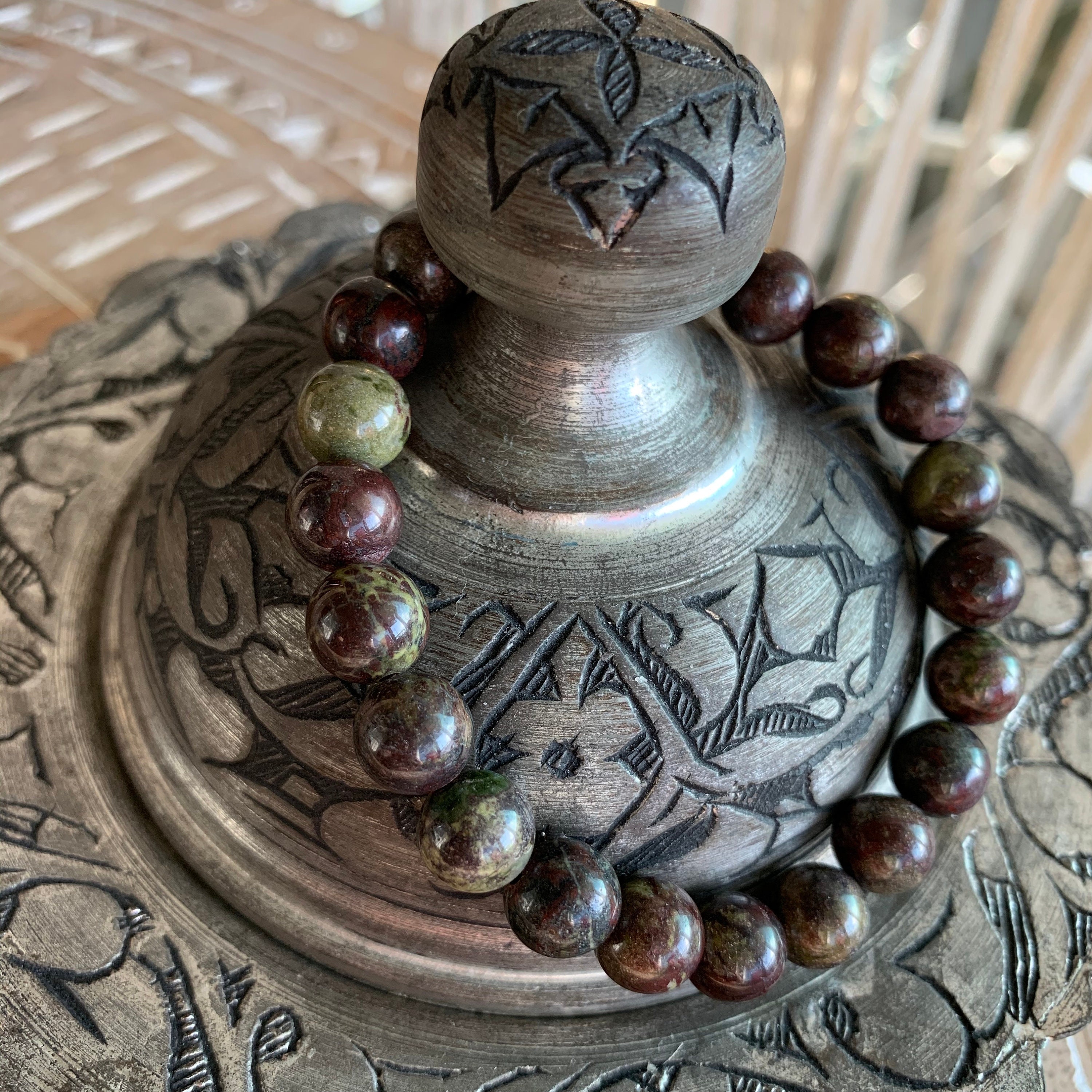 Dragon Blood Jasper Healing Crystal Bead Bracelet