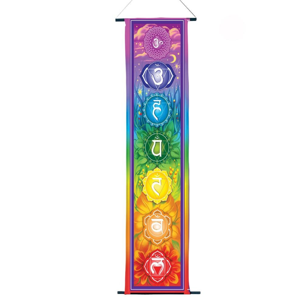 Chakra Tapestry, Small Chakra Banner, Mini Chakra Prayer Flag, 7