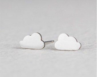 Cloud Earrings, Dainty Cloud Stud Earrings, Hypoallergenic Stainless Steel Non-Tarnish Stud Earrings
