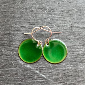 Enamel earrings stainless steel green transparent | Earrings, ear hooks | Enamel jewelry, handmade, silver | Enamel, glass jewelry, vintage
