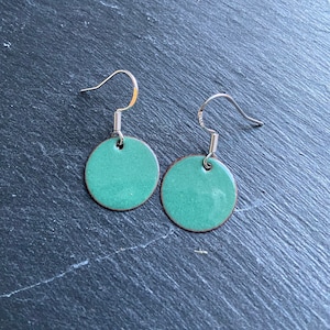 Enamel earrings 925 silver green, turquoise, jewelry, earrings, ear hooks, enamel jewelry, handmade, geometric, enamel, glass