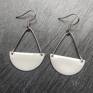 Enamel earrings 925 silver white, jewelry, earrings, ear hooks, enamel jewelry, handmade, enamel, glass jewelry, vintage