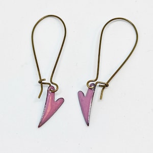 Enamel earrings purple, lilac, enamel jewelry, earrings, ear hooks, enamel jewelry, handmade, brass, heart, enamel, glass jewelry