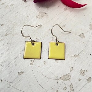 Enamel earrings 925 silver yellow square, enamel jewelry, earrings, ear hooks, enamel jewelry, handmade, enamel, glass jewelry, vintage