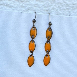 Enamel earrings orange | Enamel jewelry | Earrings, ear hooks | Enamel jewelry, handmade | Brass | Enamel, glass jewelry, vintage