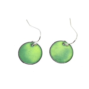 Earrings 925 silver enamel green circle | Earrings | Ear hooks | Enamel jewelry | handmade | geometric | Circle | Enamel | Glass | Jewelry