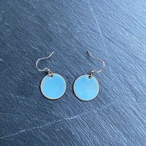 Enamel earrings 925 silver light blue, jewelry, earrings, ear hooks, enamel jewelry, handmade, geometric, enamel, glass