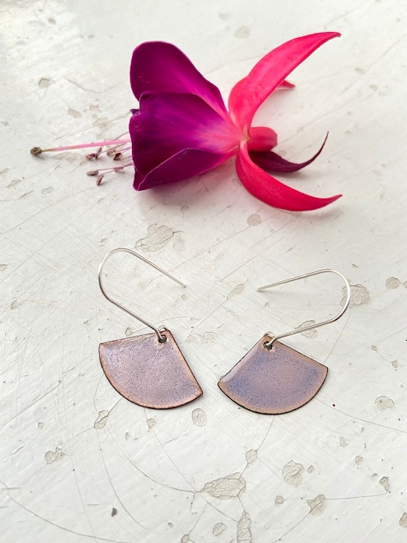 Boucles D'oreilles Pendantes Argent 925 Avec Agate Violette Et Grenat - Modèle G5, Bel état