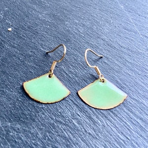 925 silver enamel earrings green, May green, jewelry, earrings, ear hooks, ear studs, enamel jewelry, handmade, enamel, glass, jewelry