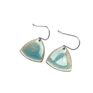 Stainless steel enamel earrings turquoise, blue, jewelry, earrings, ear hooks, enamel jewelry, handmade, silver, triangle, enamel, glass, vintage