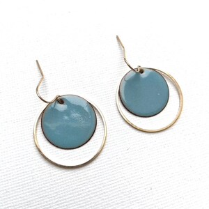 Enamel earrings blue, turquoise, jewelry, earrings, ear hooks, enamel jewelry, handmade, gold, enamel, glass